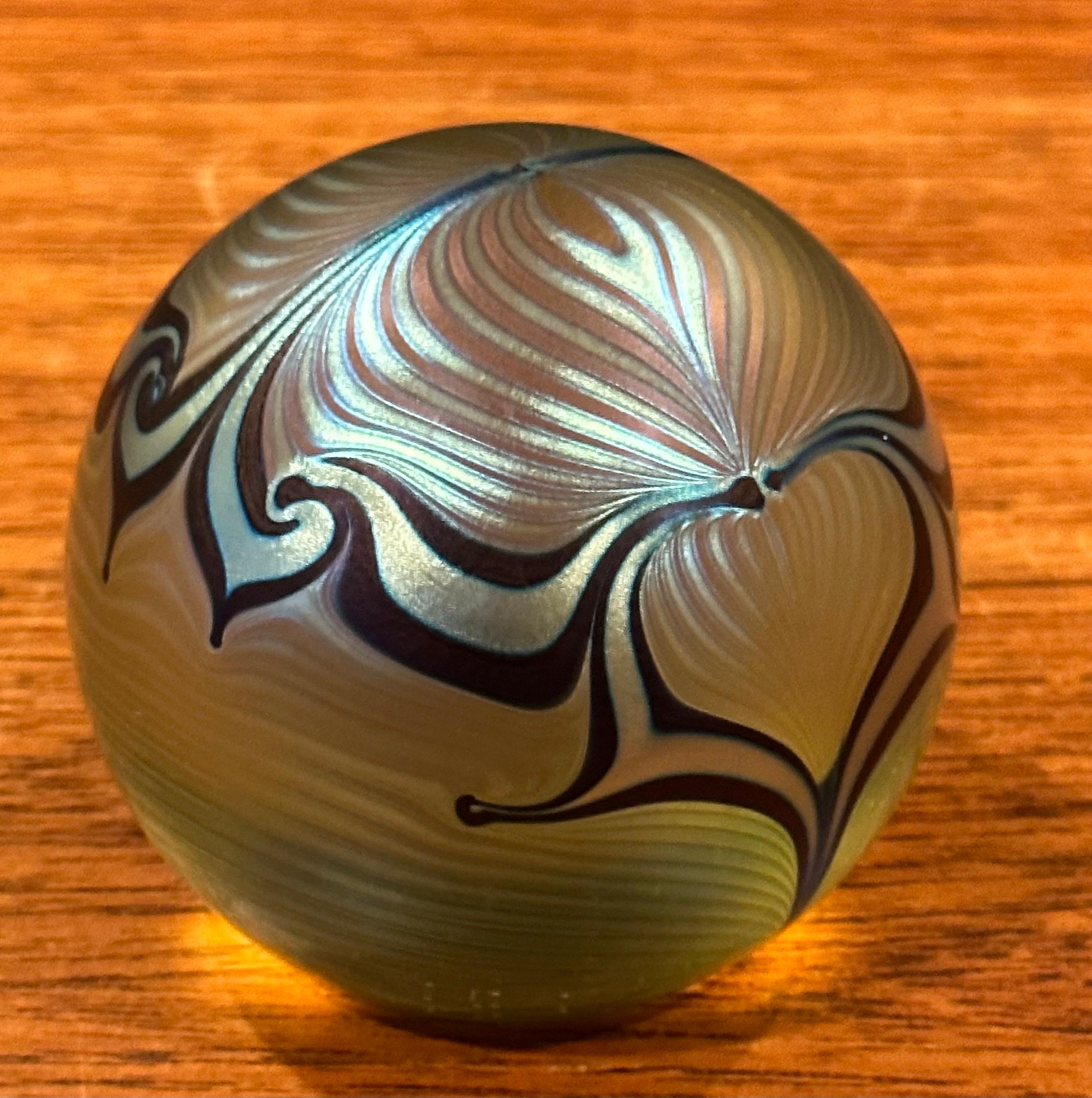 American Iridescent Art Glass Paperweight by Steven Correia For Sale