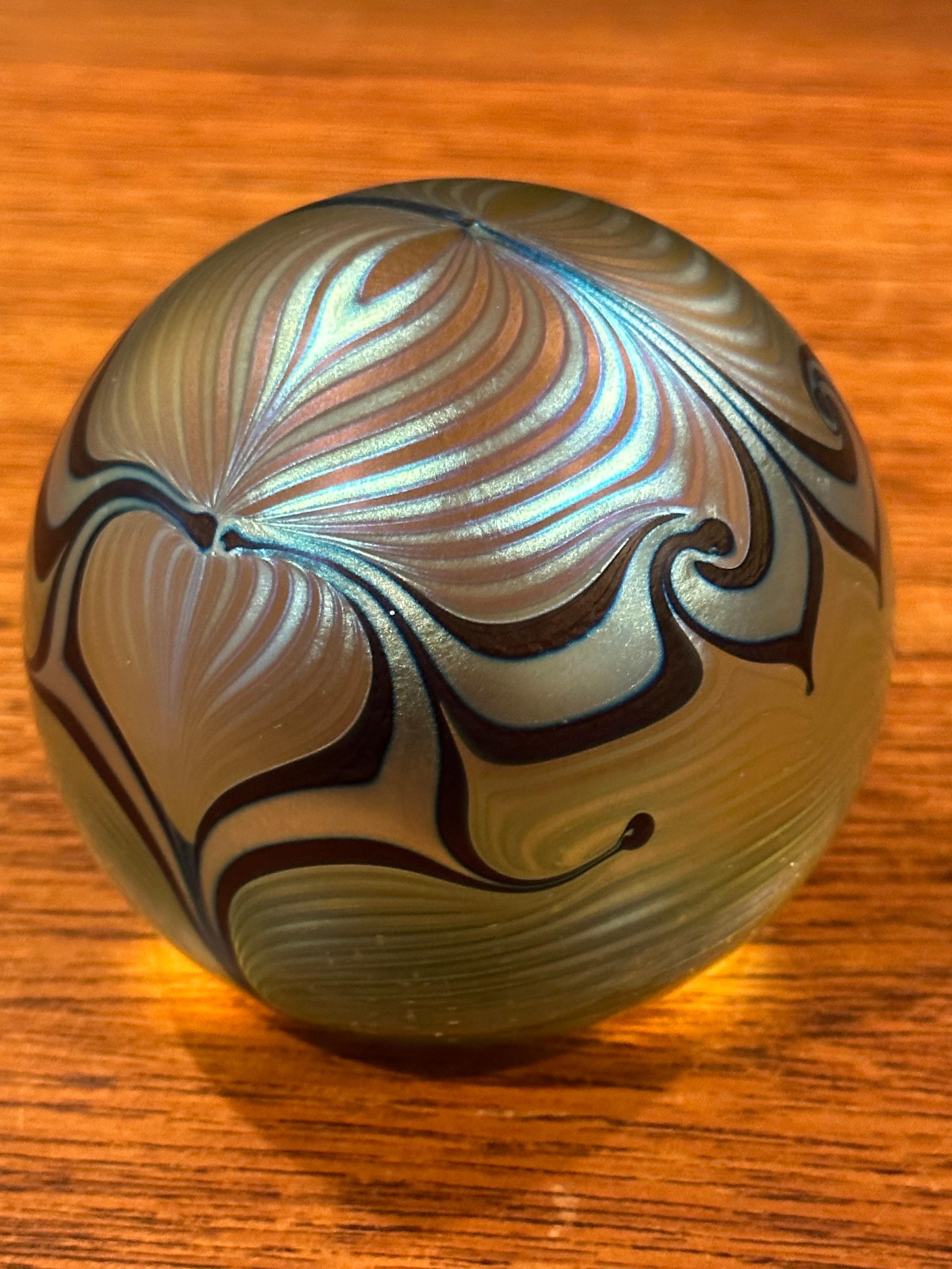 20th Century Iridescent Art Glass Paperweight by Steven Correia For Sale