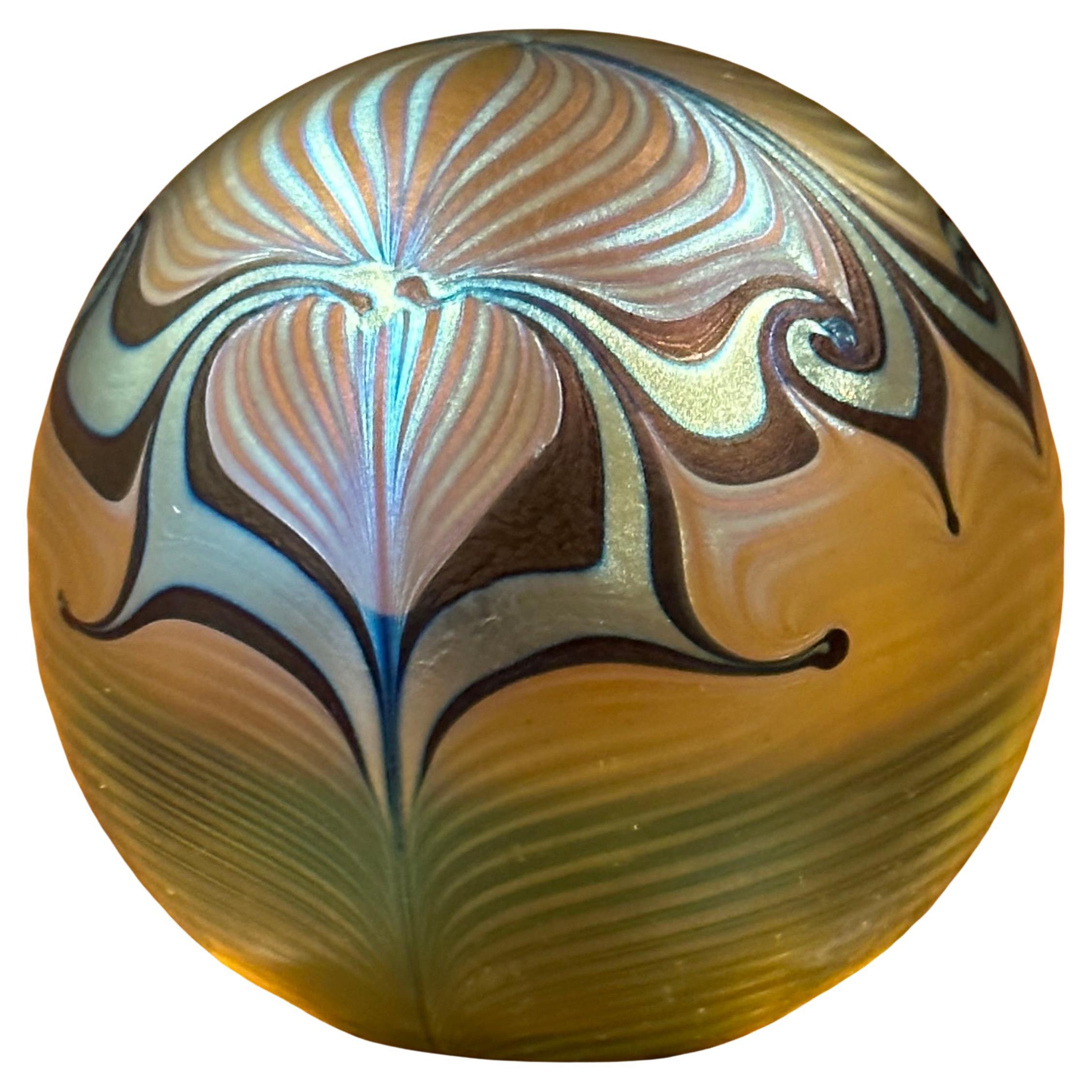 Iridescent Art Glass Paperweight by Steven Correia For Sale