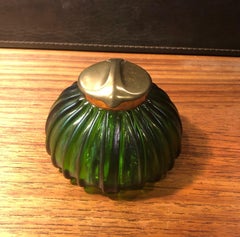 Iridescent Art Nouveau Art Glass Inkwell