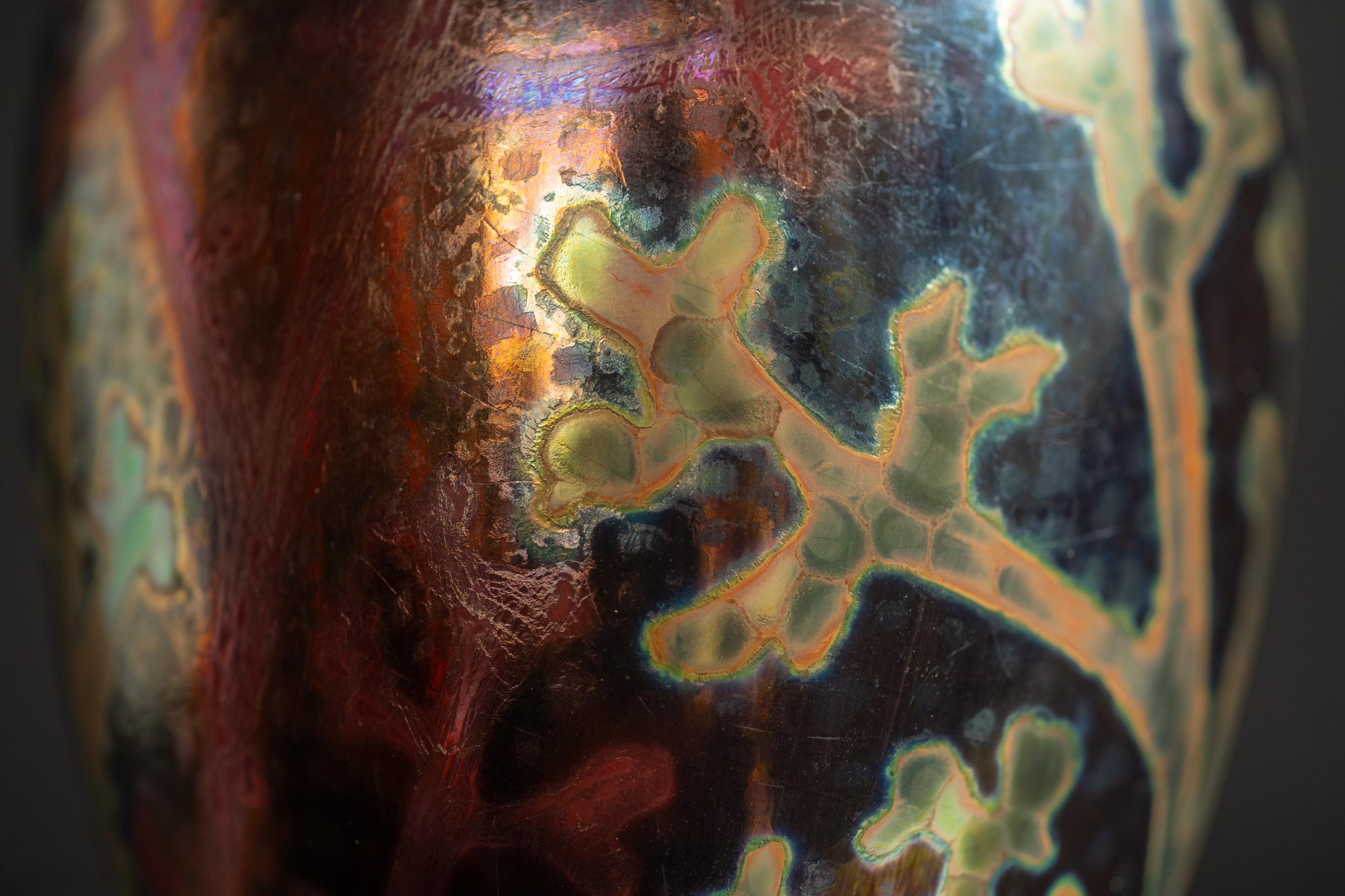 Iridescent Art Nouveau Coral Vase by Lucien Lévy-Dhurmer for Clement Massier 1