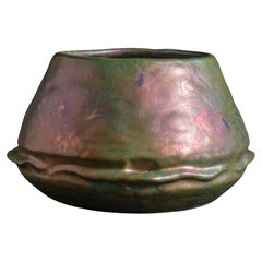 Antique Iridescent Art Nouveau Floral Vase by Clement Massier