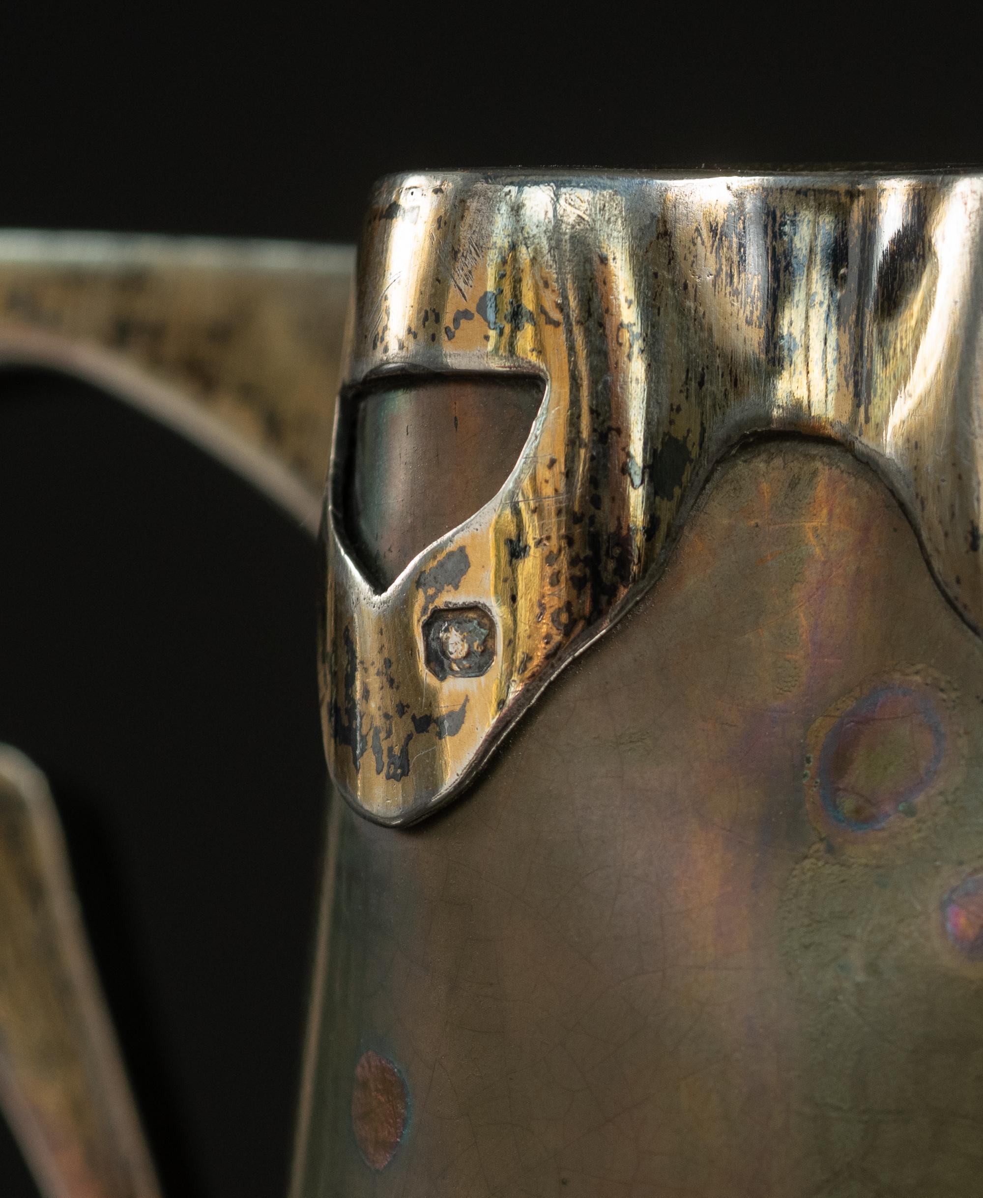 Vaso iridescente in stile Art Nouveau con montatura in argento di Clement Massier in vendita 3