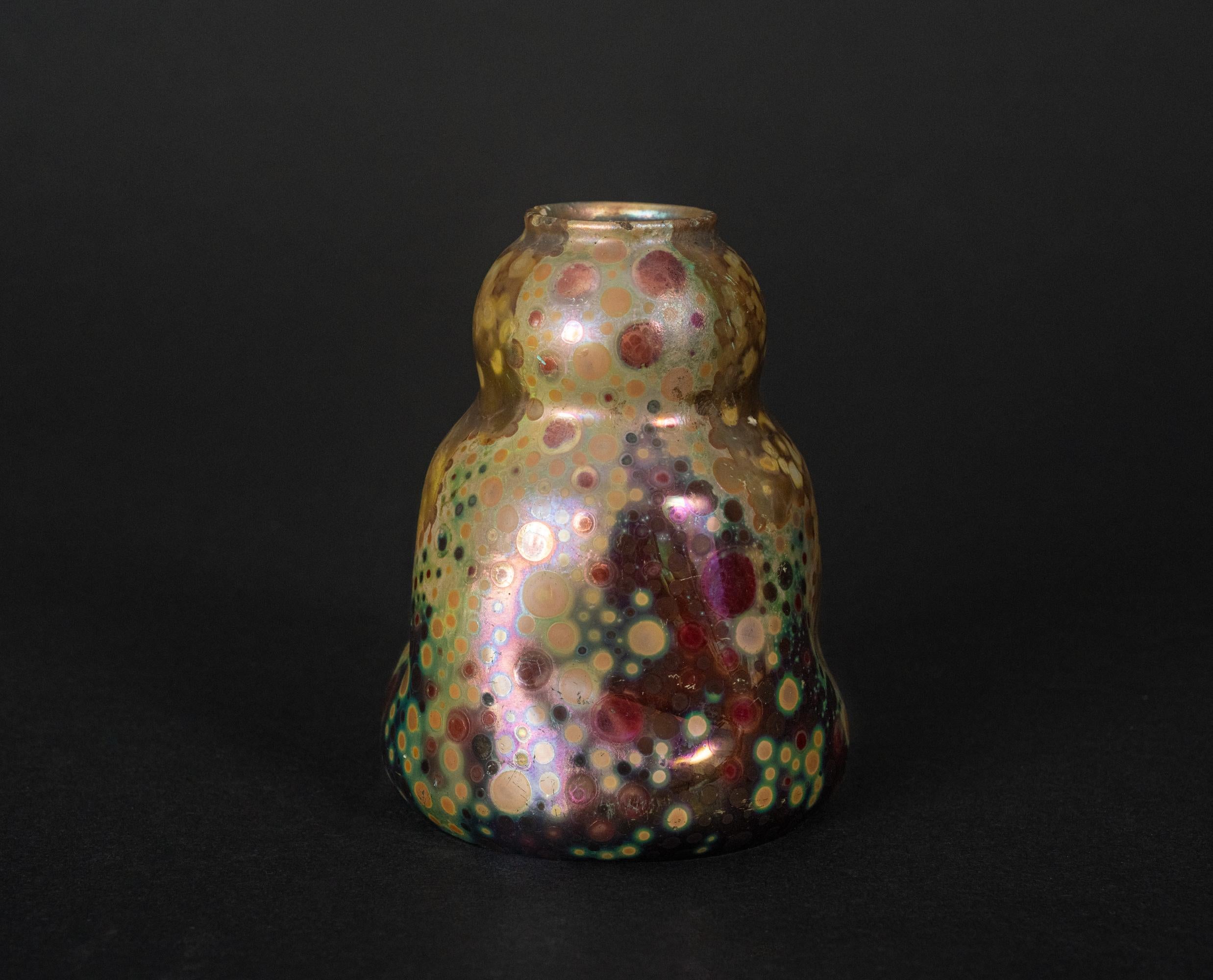 Glazed Iridescent Art Nouveau Galaxy Vase by Lucien Lévy-Dhurmer for Clement Massier For Sale