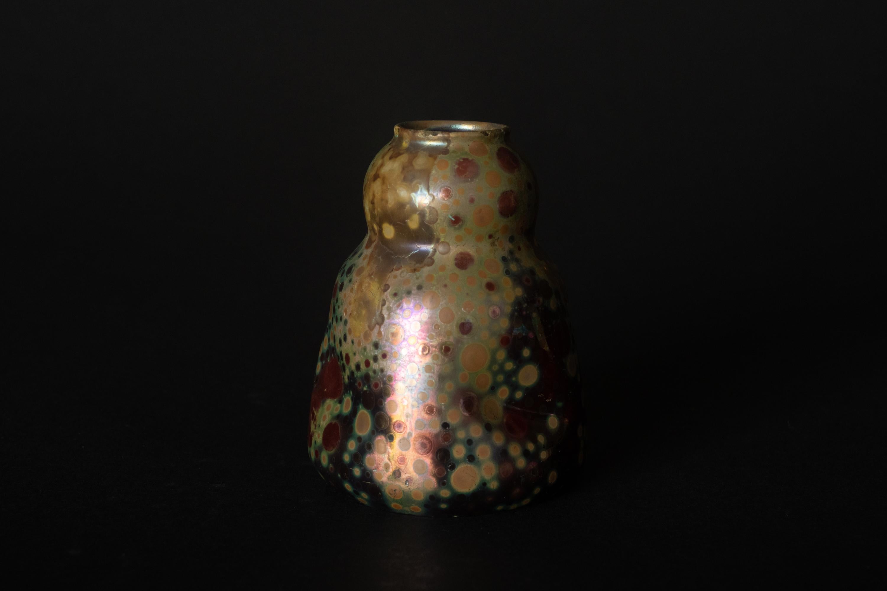 Schillernde Jugendstil-Galaxie-Vase von Lucien Lévy-Dhurmer für Clement Massier (Glasiert) im Angebot