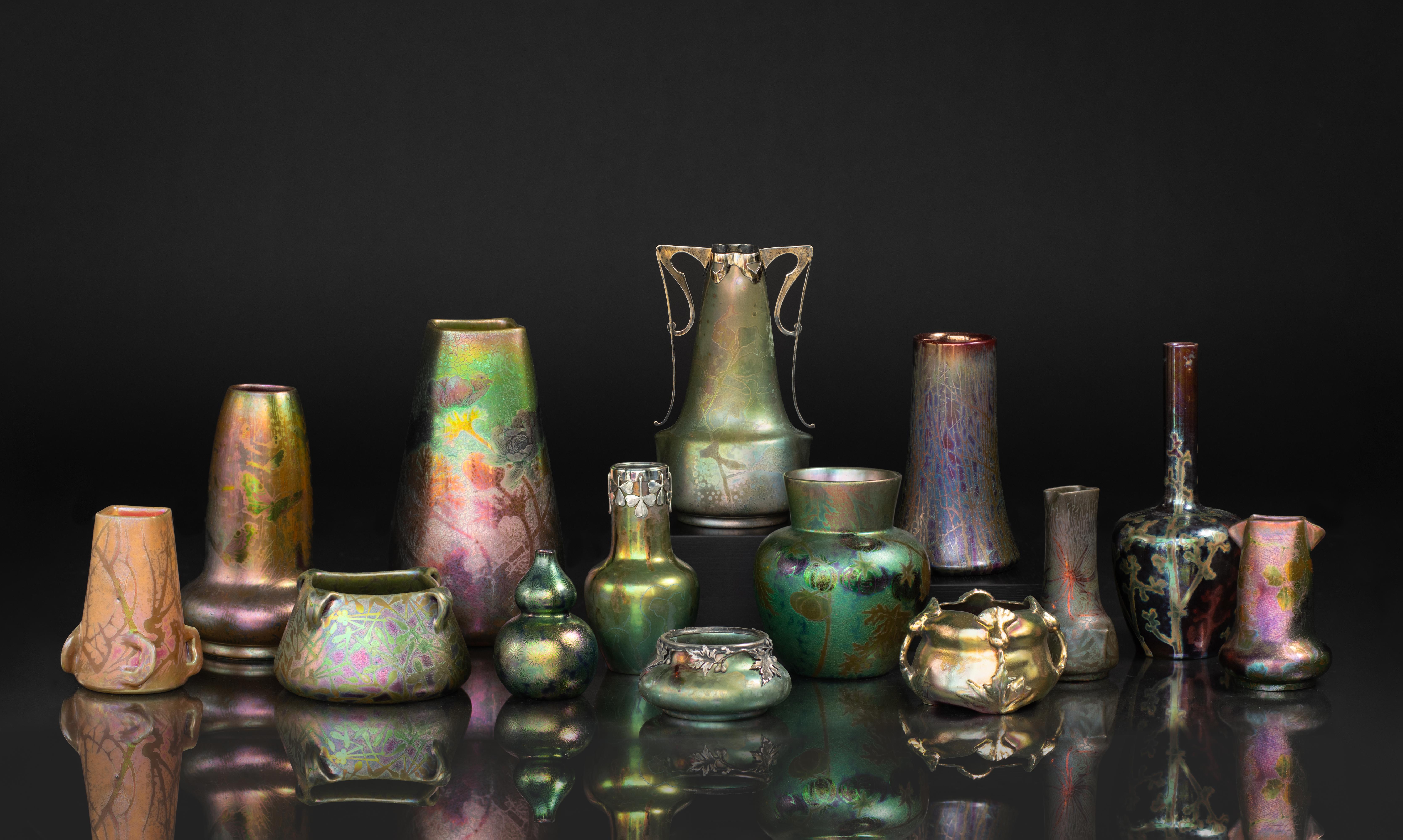 Vaso di api d'oro iridescenti in stile Art Nouveau di Delphin Massier in vendita 10