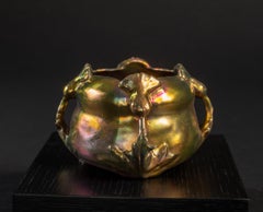 Iridescent Art Nouveau Golden Bees Vase by Delphin Massier