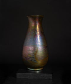 Iridescent Art Nouveau Landscape Vase by Clement Massier