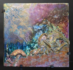 Iridescent Art Nouveau Mushroom Plaque by Lucien Lévy-Dhurmer for C. Massier