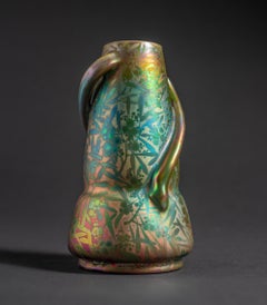 Iridescent Art Nouveau Serpent Tendrils Vase by Clement Massier