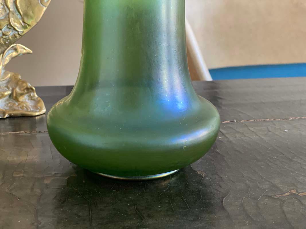 Iridescent Art Nouveau Vase with Metal Decoartion, in the Style of Loetz 3