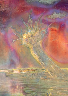 Iridescent Art Nouveau Water Lily Pond Plaque by Delphin Massier