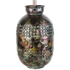 Iridescent Bitossi Table Lamp for Raymor, Italy, circa 1950s