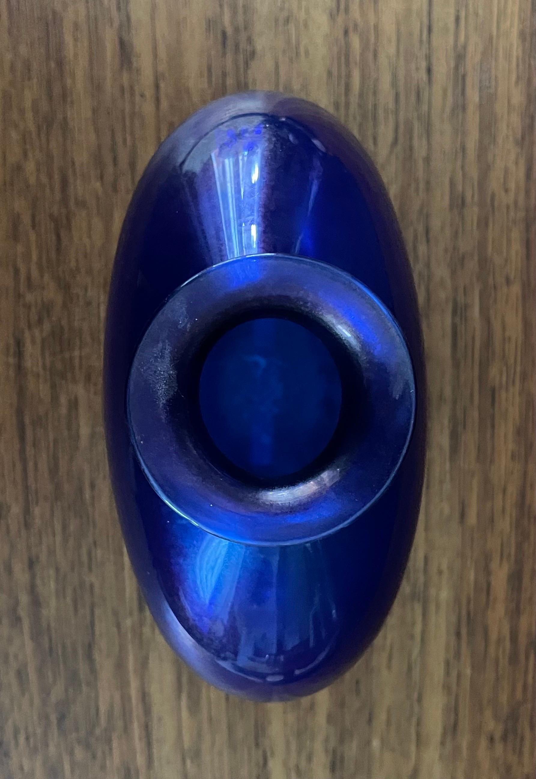 Iridescent Blue Aurene Art Glass Vase by Claude Duperron 8