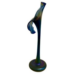 Iridescent Blue Jack-in-the-Pulpit Vase At Glass