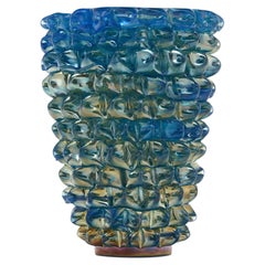 Blau schillernde Murano Glas Rostrate Vase