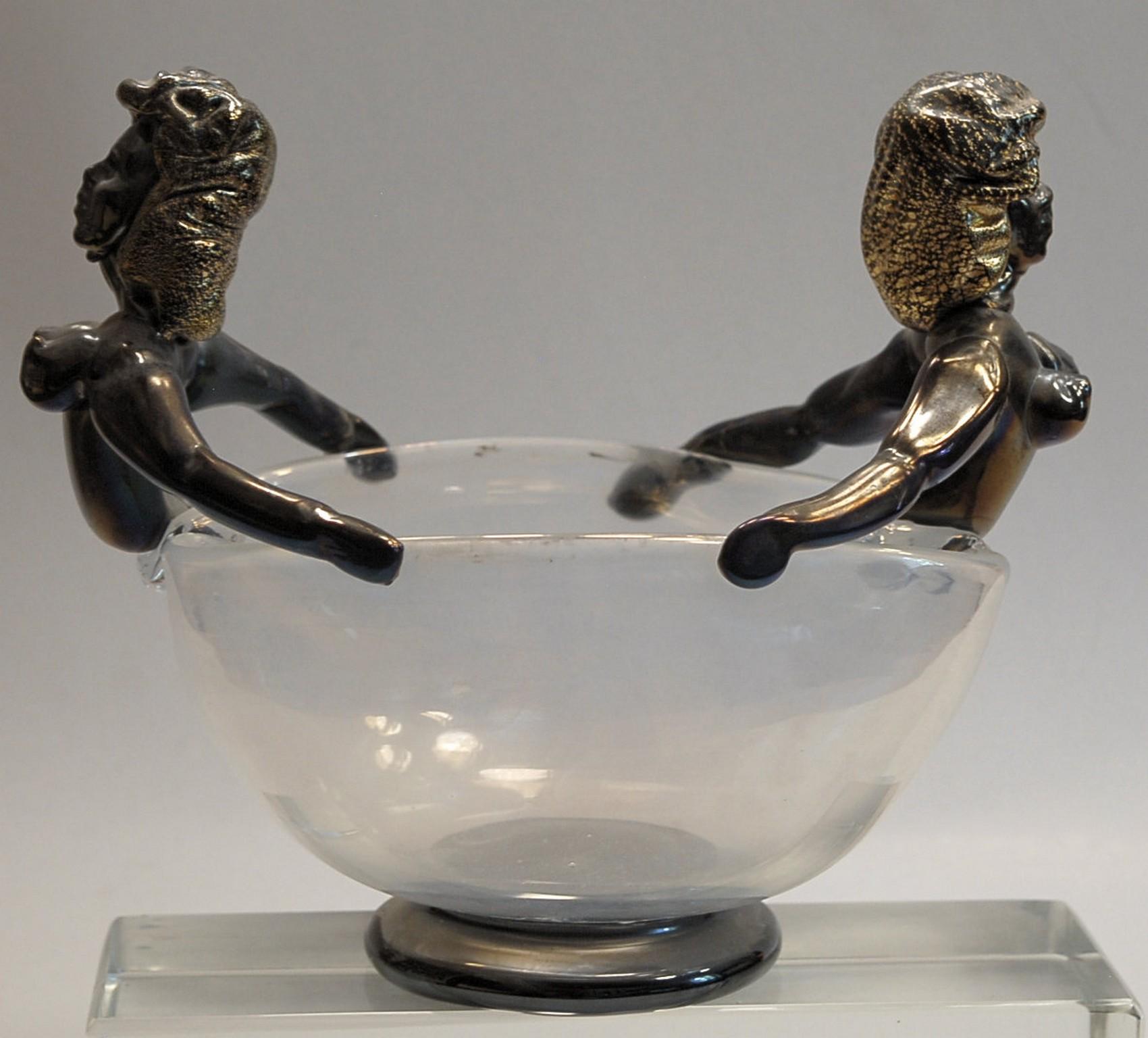 Iridescent Bowl with figurine in Figurehead Position, Ercole Barovier, 1930 For Sale 5