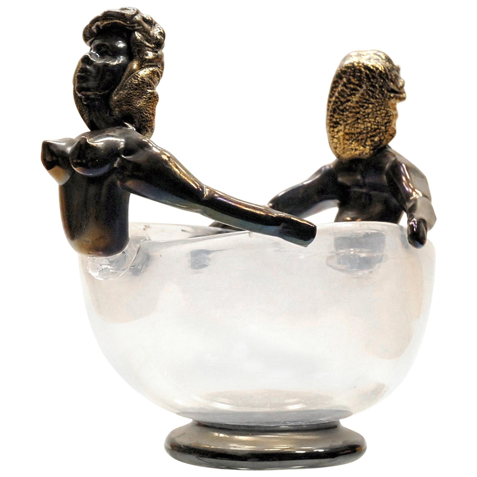 Iridescent Bowl with figurine in Figurehead Position, Ercole Barovier, 1930