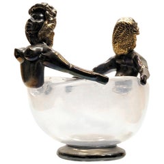 Antique Iridescent Bowl with figurine in Figurehead Position, Ercole Barovier, 1930