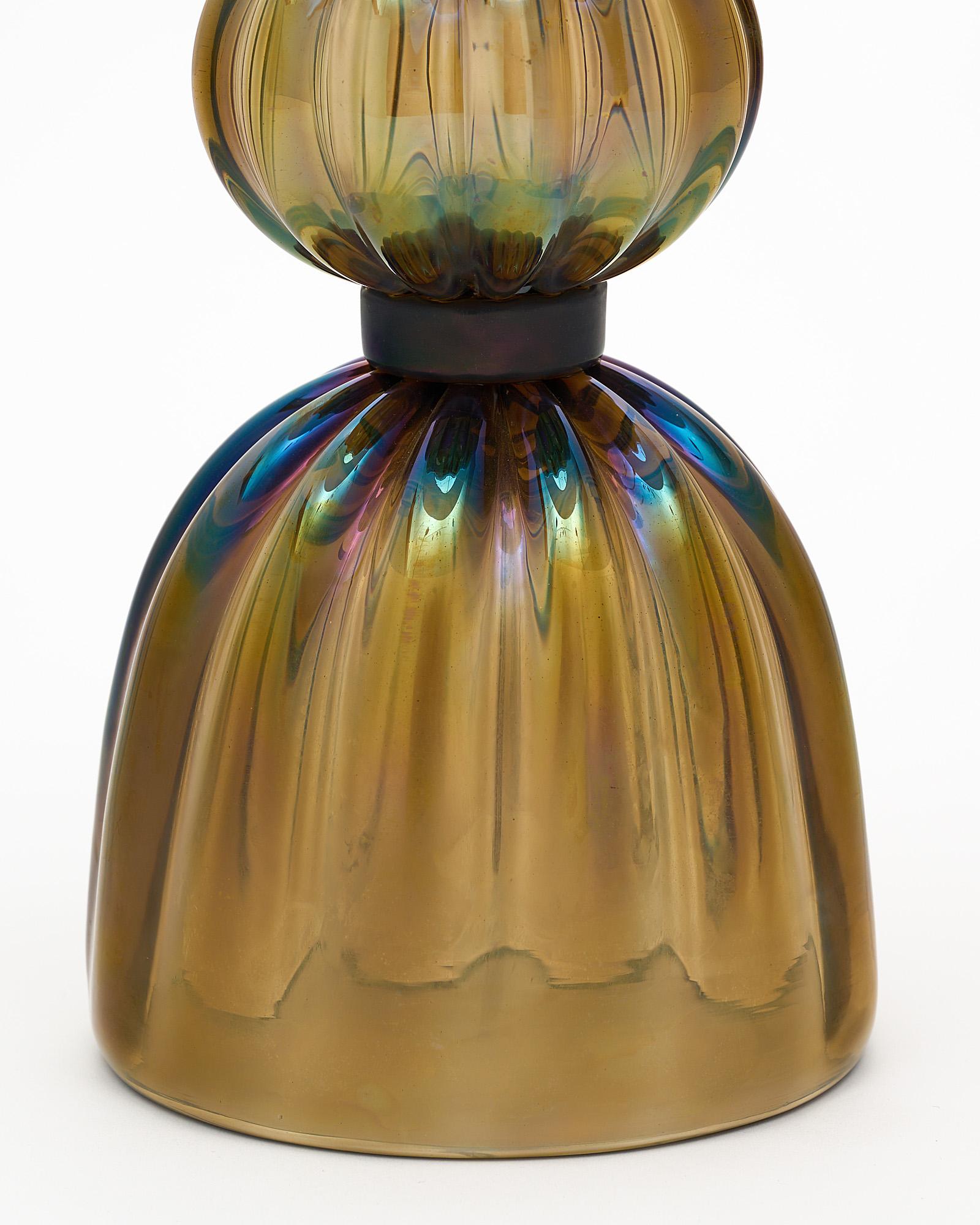 Contemporary Iridescent Bronze Murano Glass Lamps For Sale