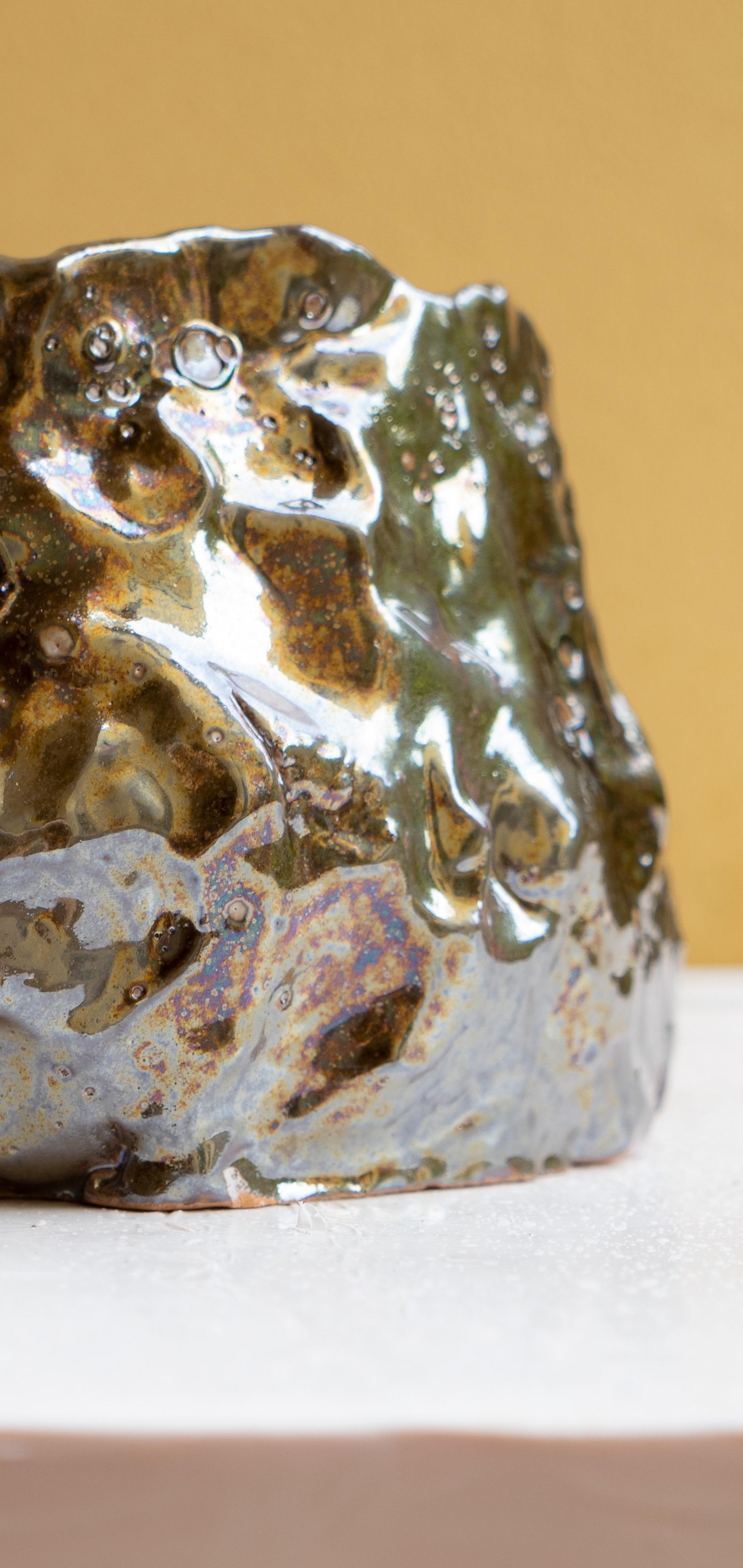 Modern Iridescent Bronze Vase by Daniele Giannetti For Sale