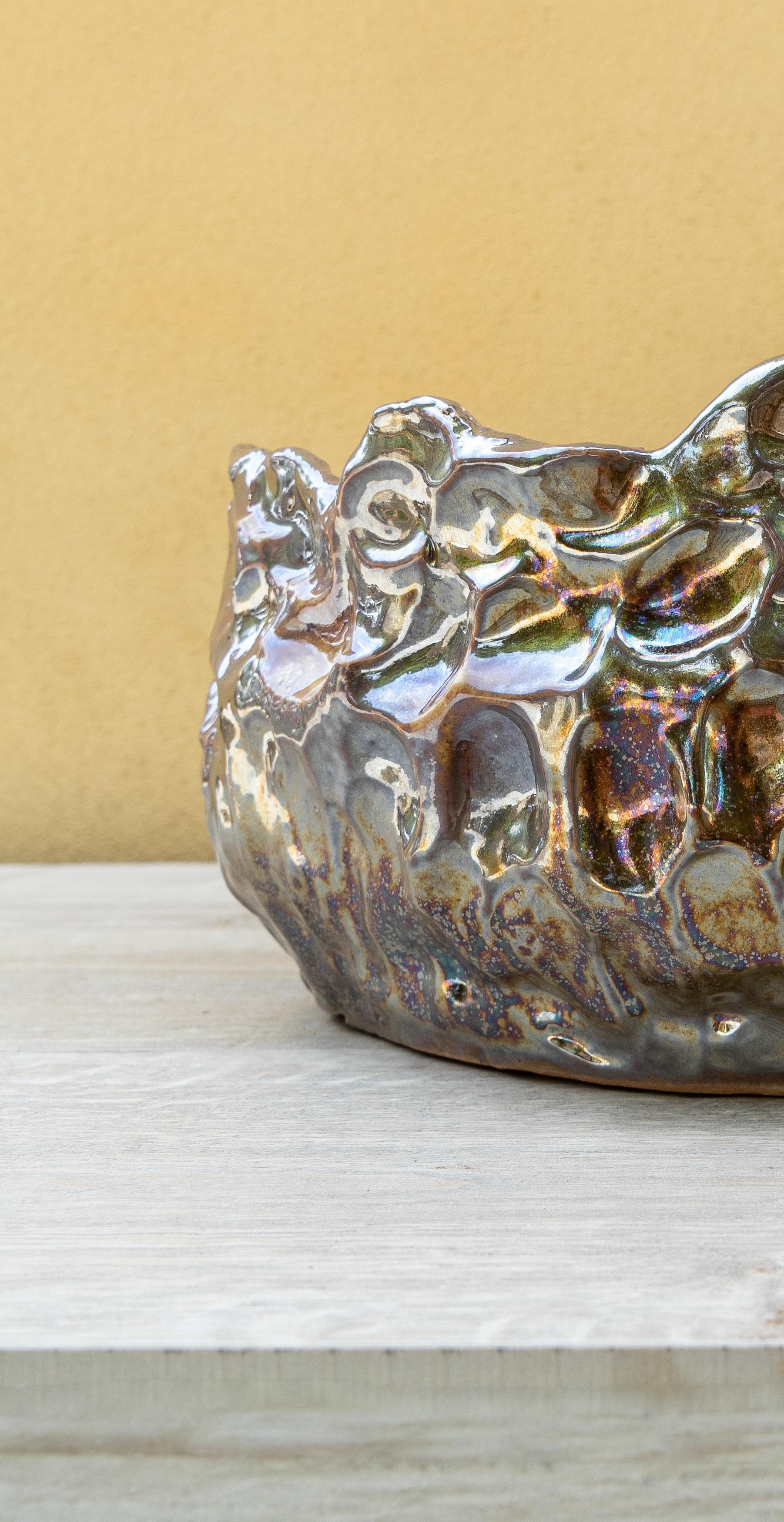 Glazed Iridescent Bronze Vase by Daniele Giannetti For Sale