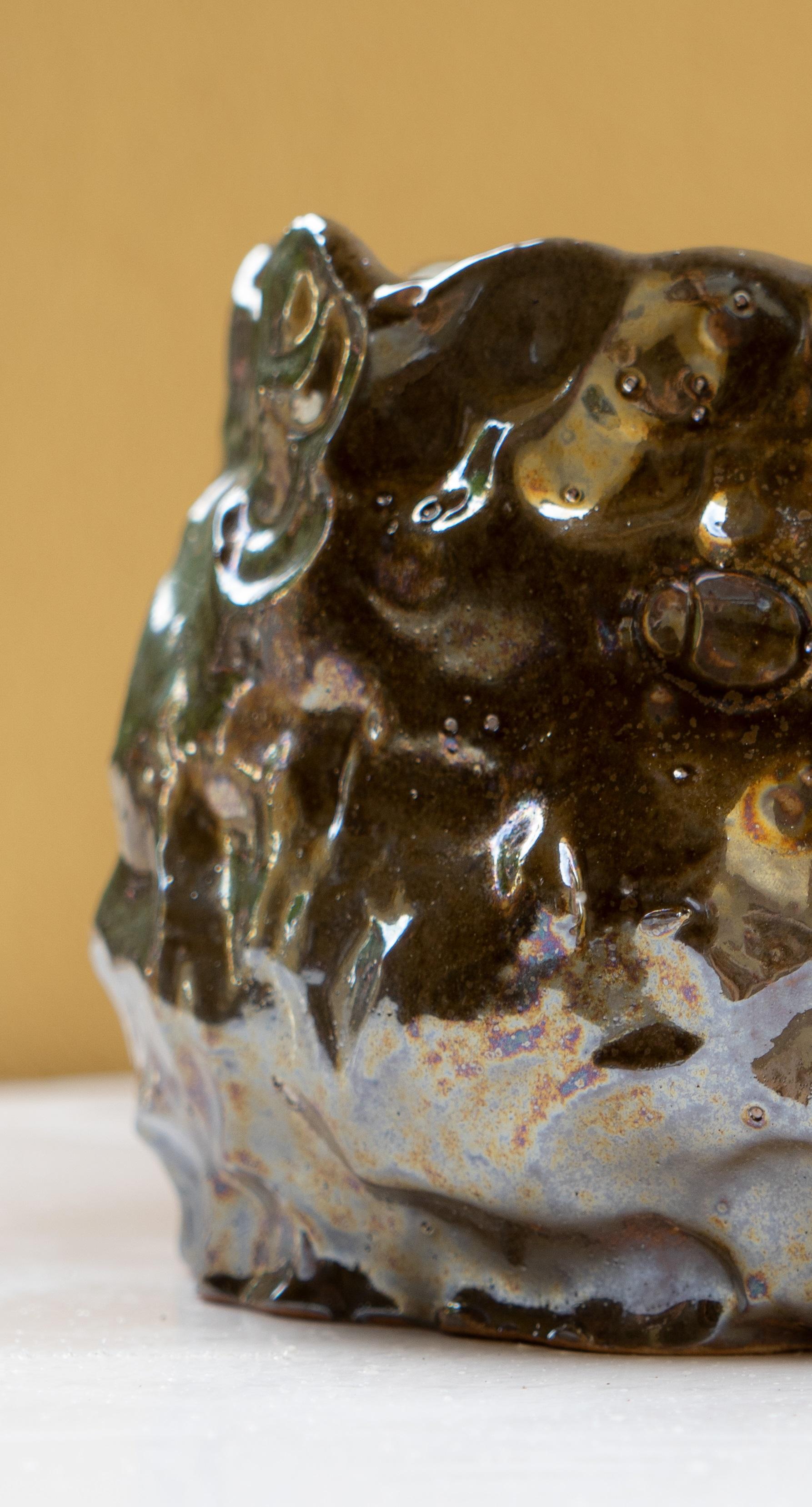 Italian Iridescent Bronze Vase by Daniele Giannetti For Sale