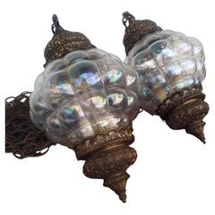 Iridescent Bubble Glass Swag Lamp