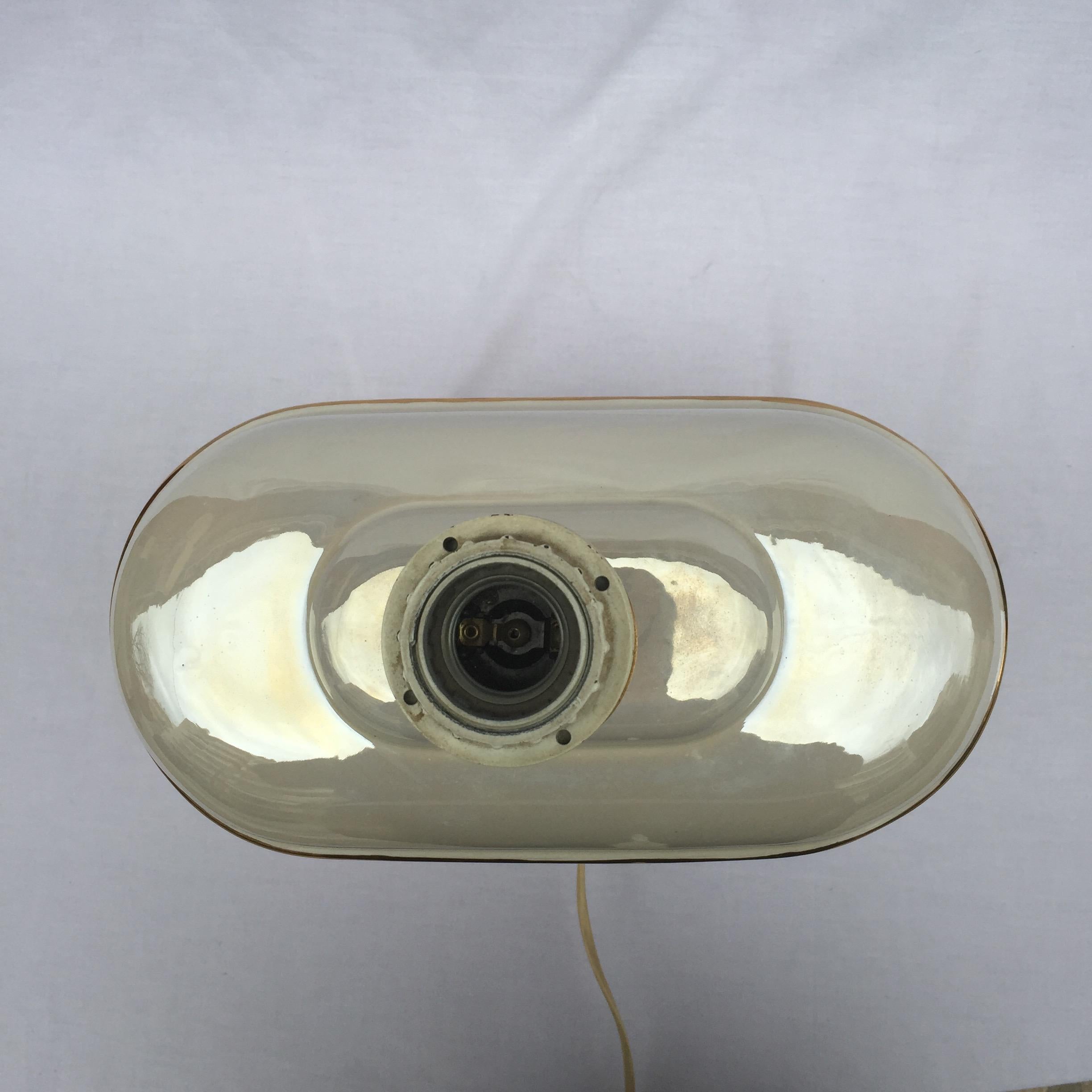 Lámpara de mesa de porcelana iridiscente Carpie Nove Oro Rosa Mediados de siglo 1980 Italia Metal en venta