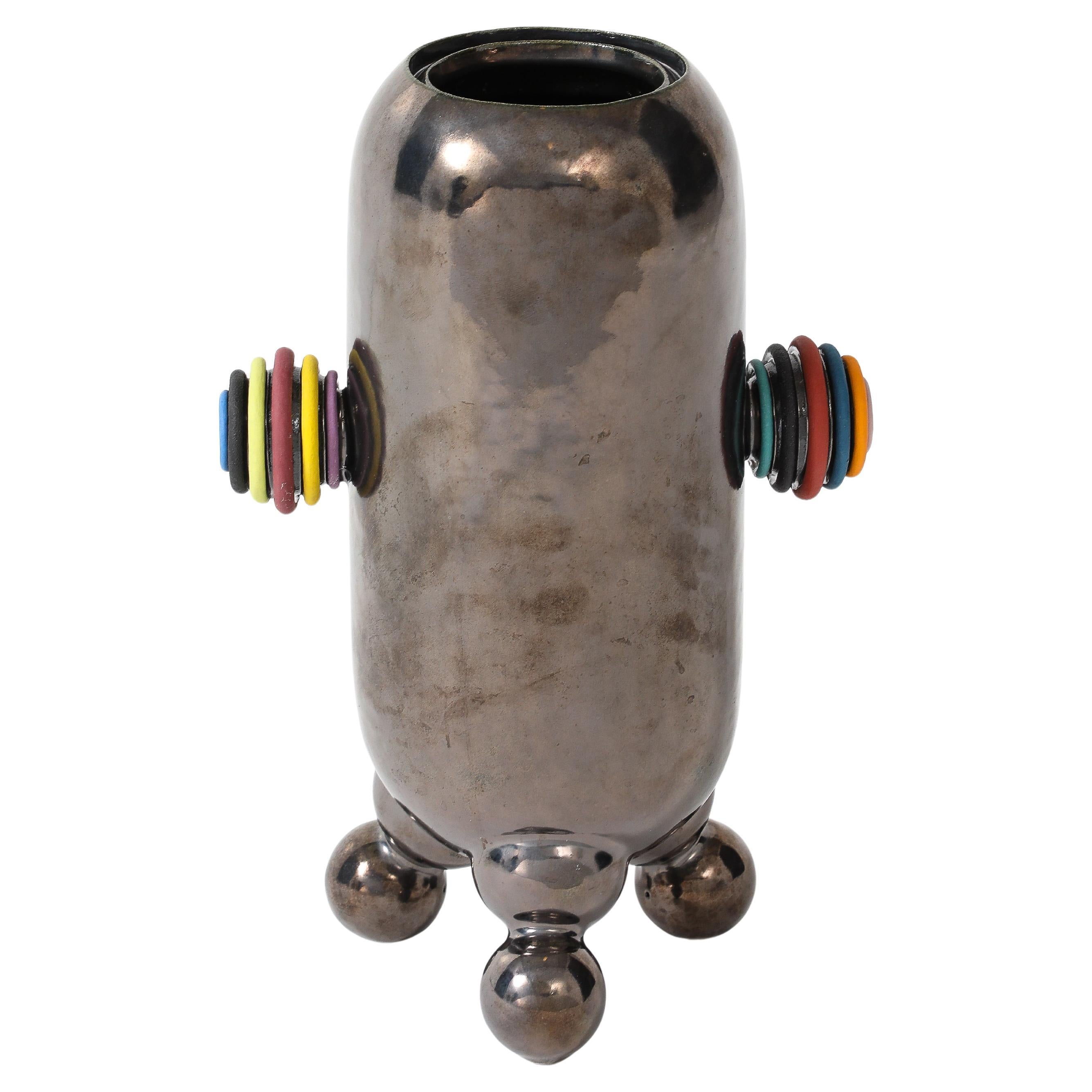 Iridescent Ceramic "Bauble" Vase, by Colleen Carlson For Sale