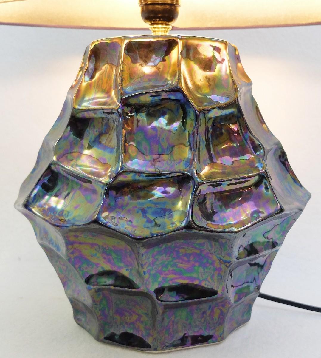 Iridescent Ceramic Table Lamp In Good Condition For Sale In Brussels, BE