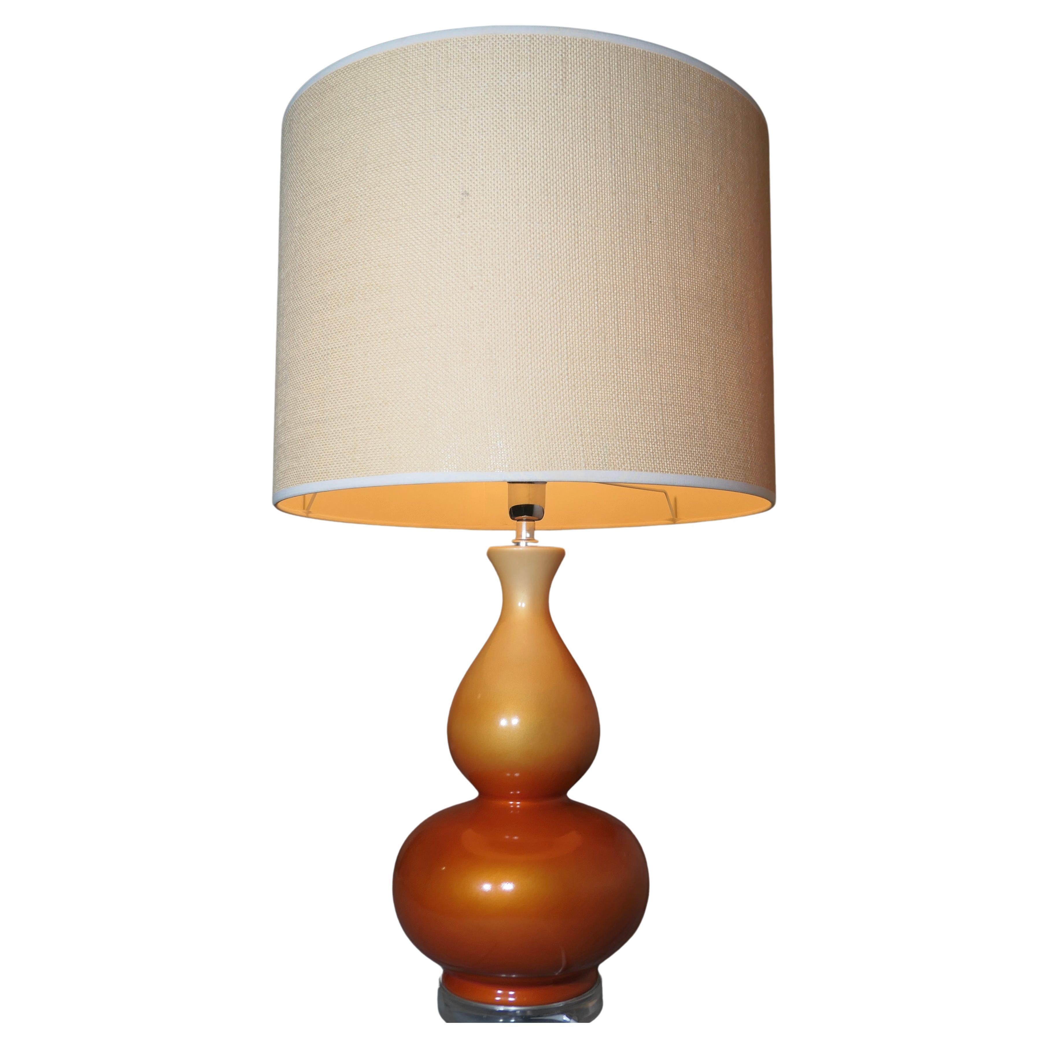 Lampada da tavolo in ceramica iridescente, Tangerine Dream con paralume in lino