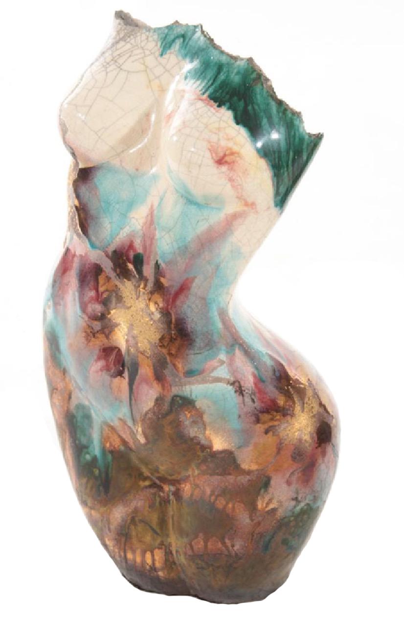 Iridescent ceramic torso bust vase - only the male torso bust is available. 