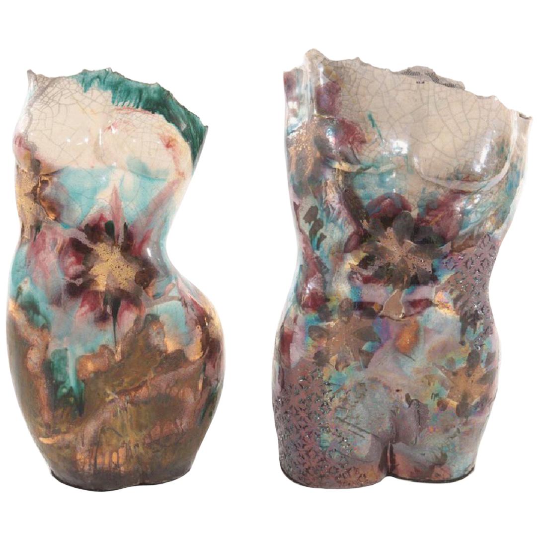 Iridescent Ceramic Torso Bust Vase