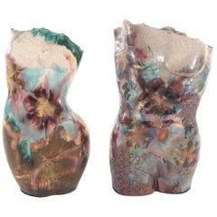 Iridescent Ceramic Torso Bust Vase