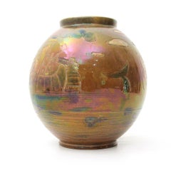 Iridescent Enameled Ceramic Vase by Pozzo Garitta of Albisola, 1940s