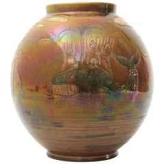 Iridescent Enameled Ceramic Vase by Pozzo Garitta of Albisola, 1940s