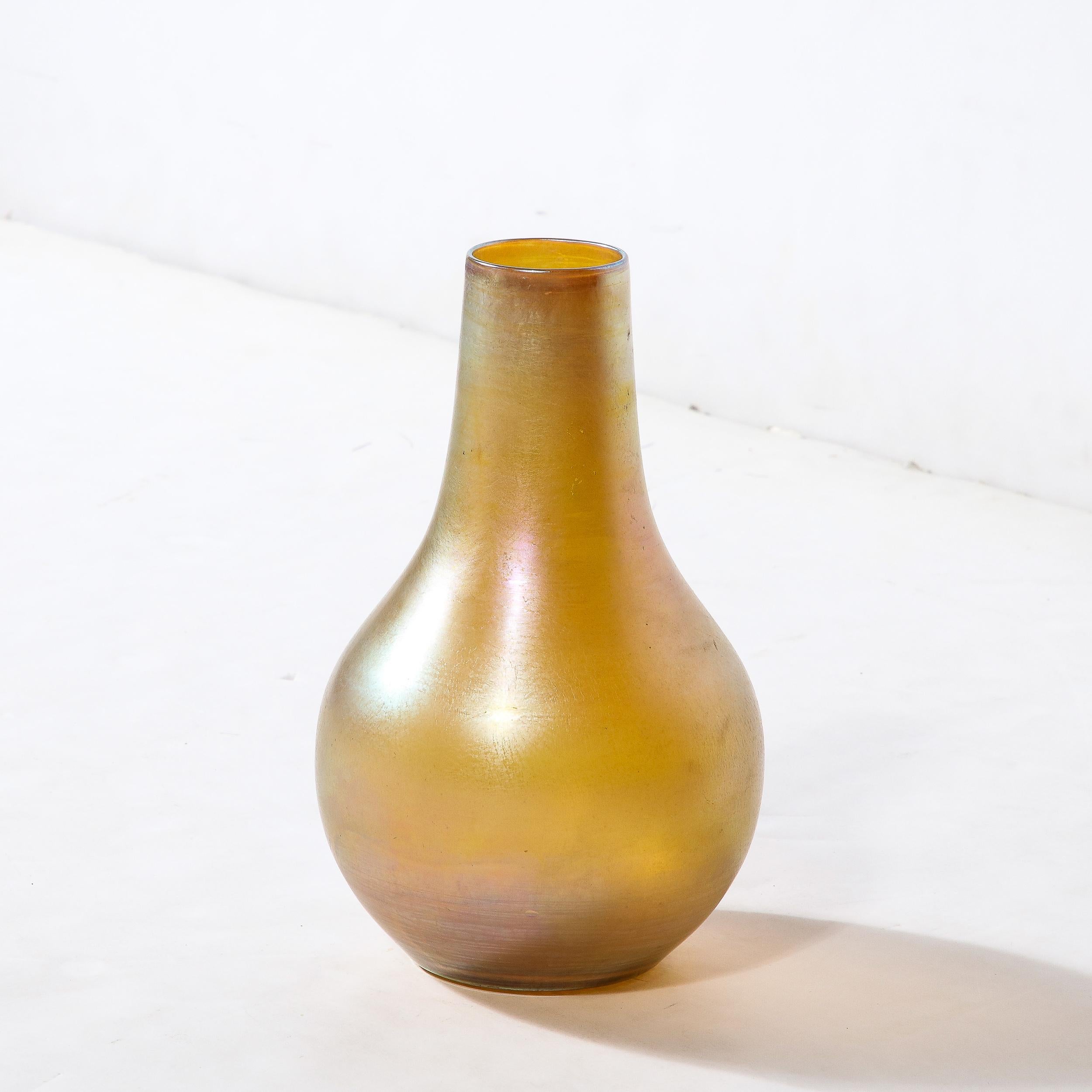 Iridescent Favrile Art Glass Gord Form Vase Signed Louis Comfort Tiffany For Sale 6