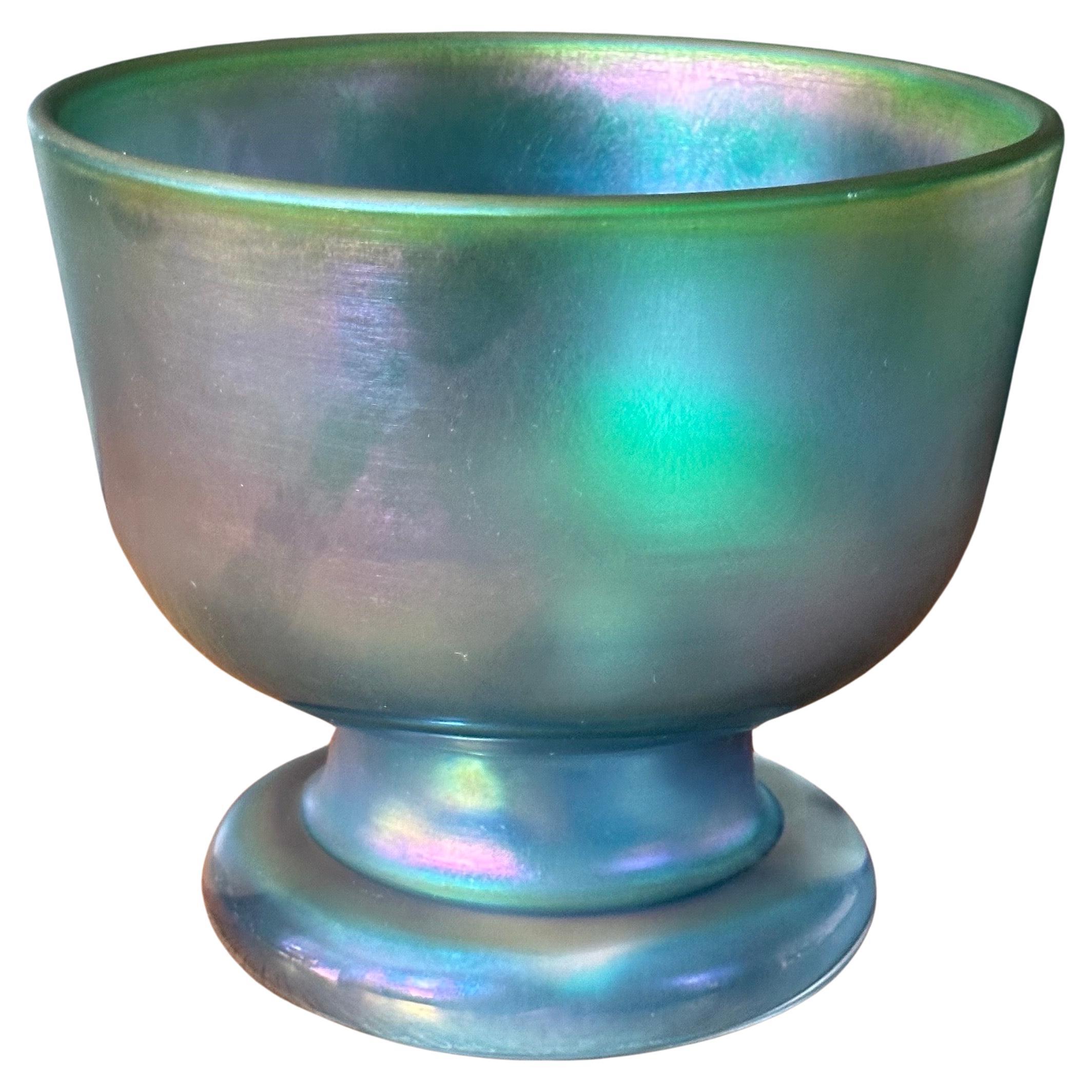 Iridescent Footed Art Glass Vase / Bowl by Bertil Vallien for Boda Abfors For Sale 7