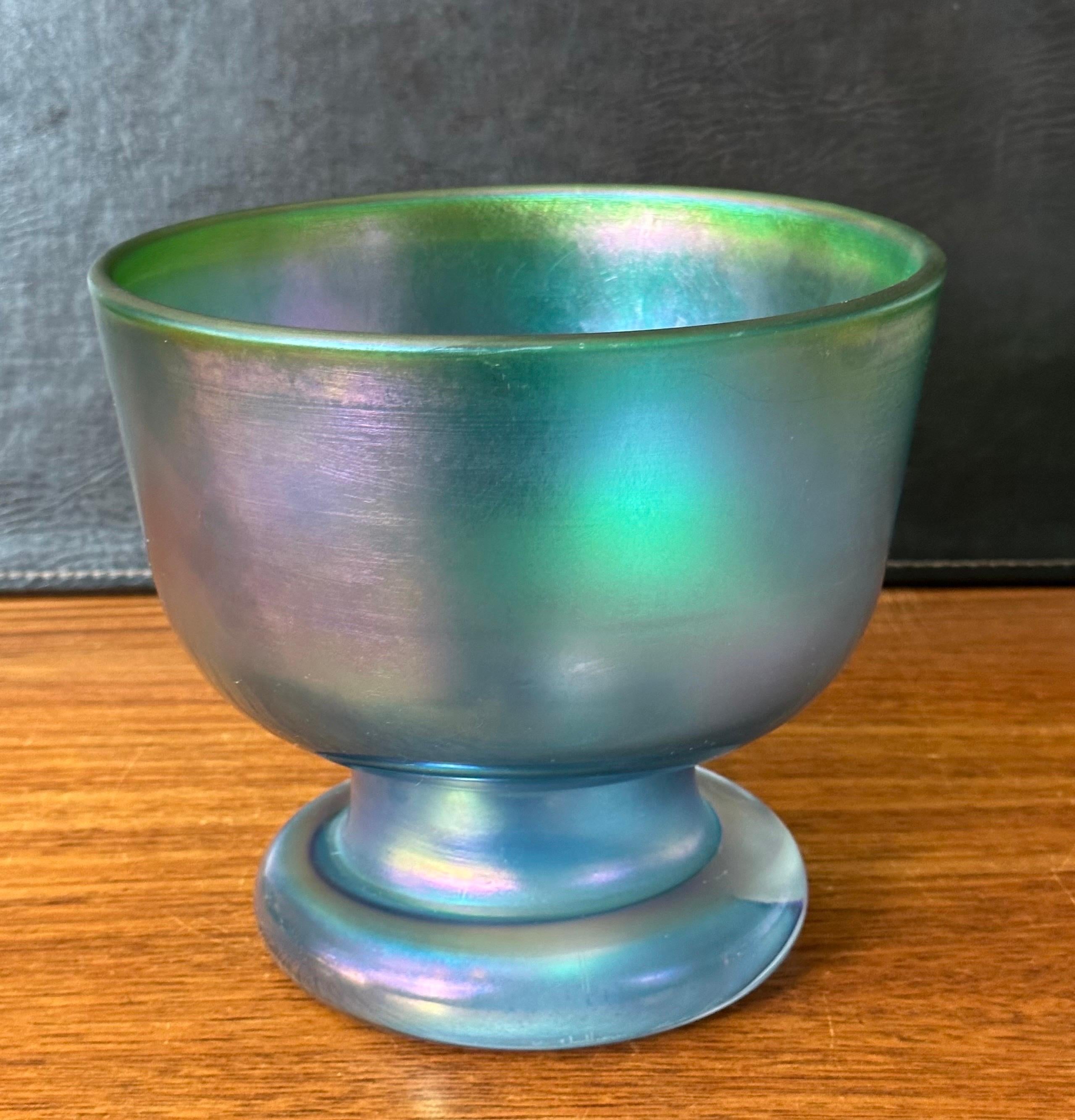 20th Century Iridescent Footed Art Glass Vase / Bowl by Bertil Vallien for Boda Abfors For Sale