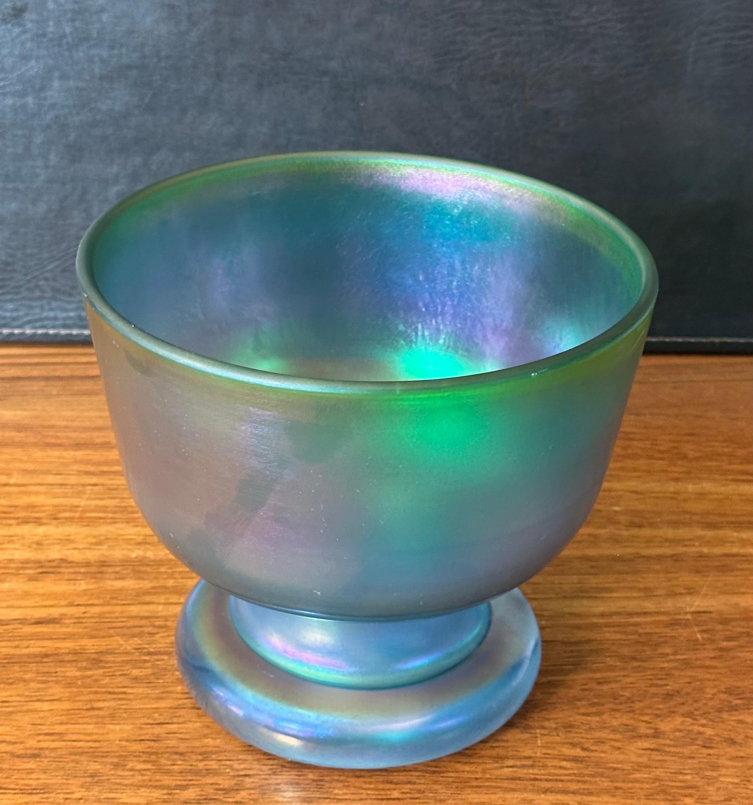 Iridescent Footed Art Glass Vase / Bowl by Bertil Vallien for Boda Abfors For Sale 3
