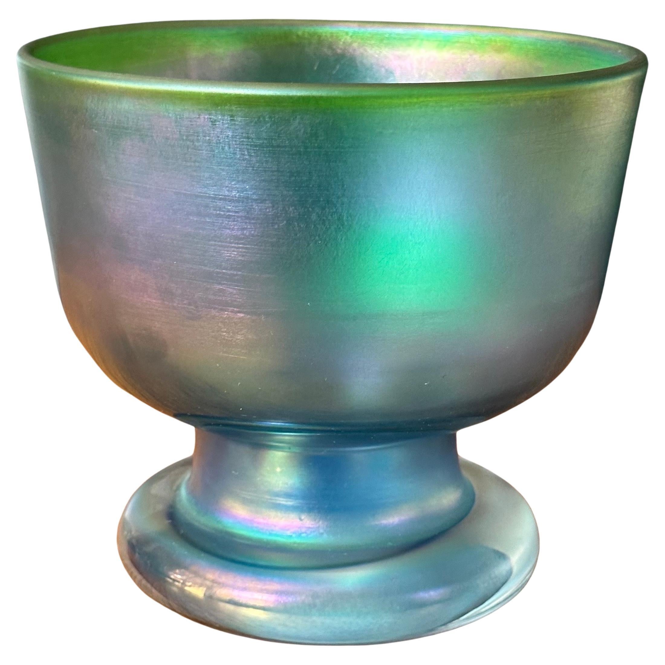 Iridescent Footed Art Glass Vase / Bowl by Bertil Vallien for Boda Abfors For Sale