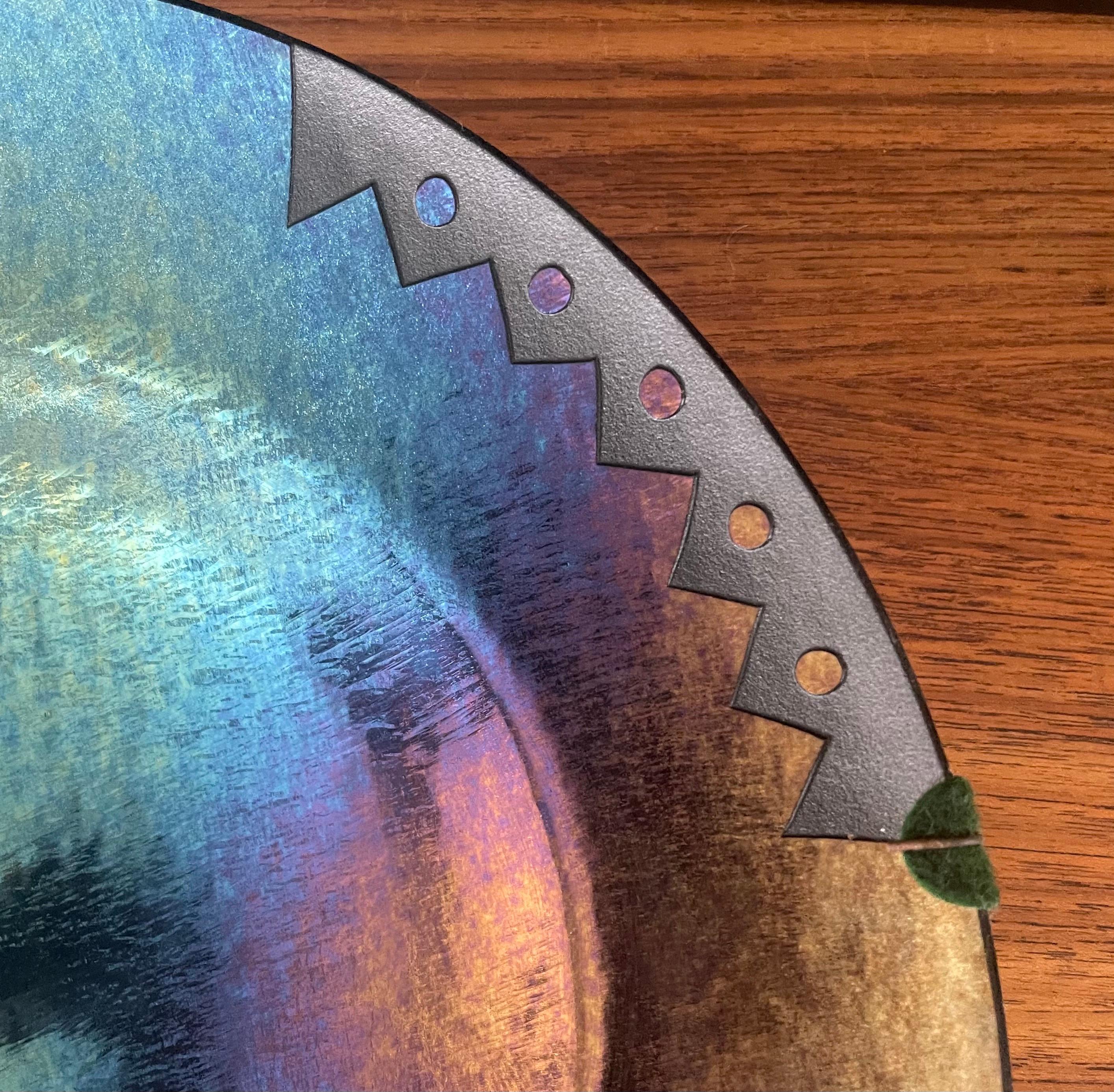 Iridescent Fused Art Glass Bowl by Lynn Latimer In Good Condition In San Diego, CA