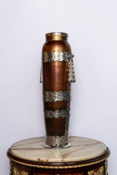 Iridescent Glass and Silver Plate Vase, Germany, circa 1910