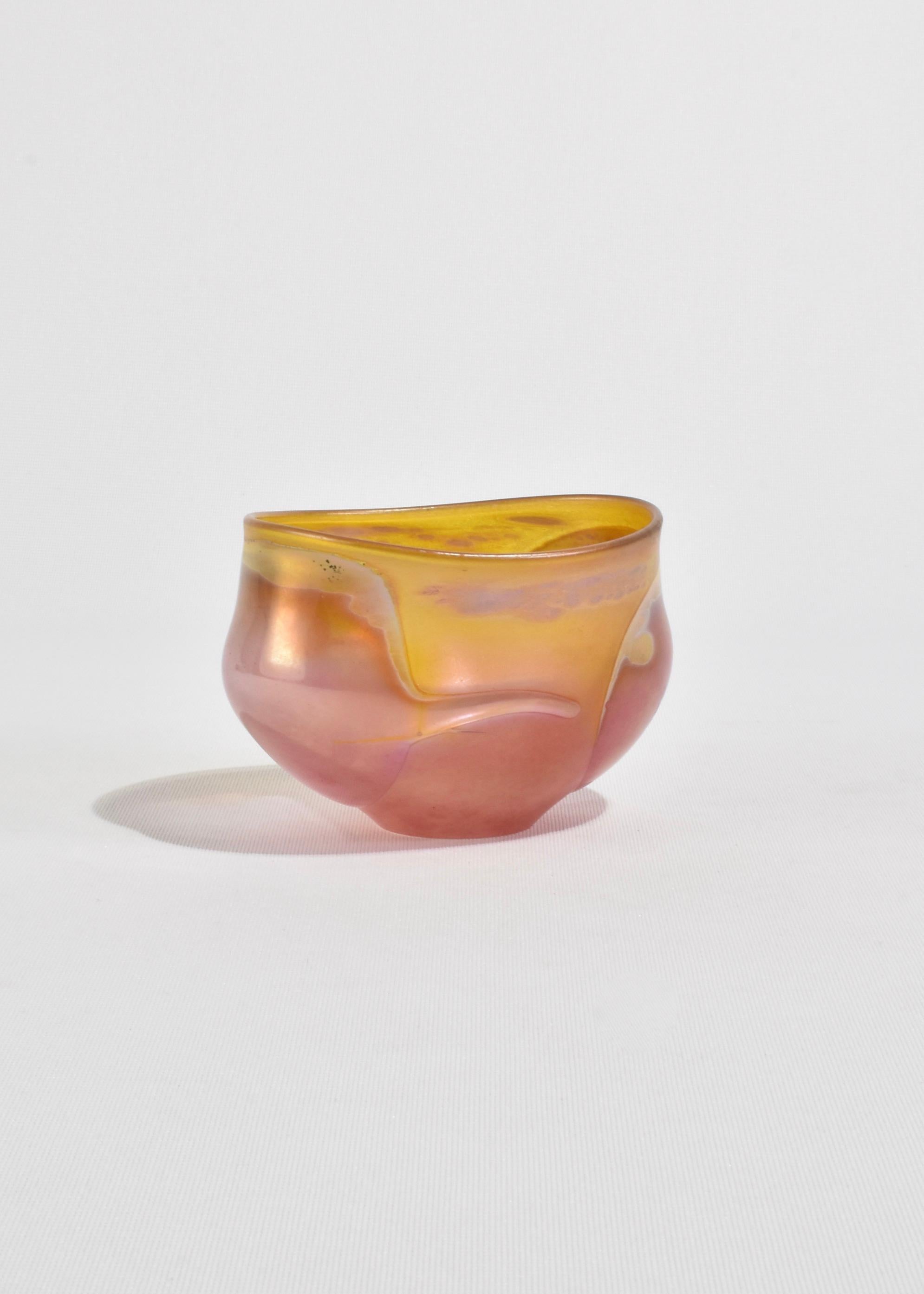 Hand-Crafted Iridescent Glass Bowl For Sale