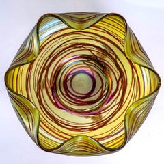 Iridescent Glass Coupe with Tripod Base Threads, Attributed to the Loetz