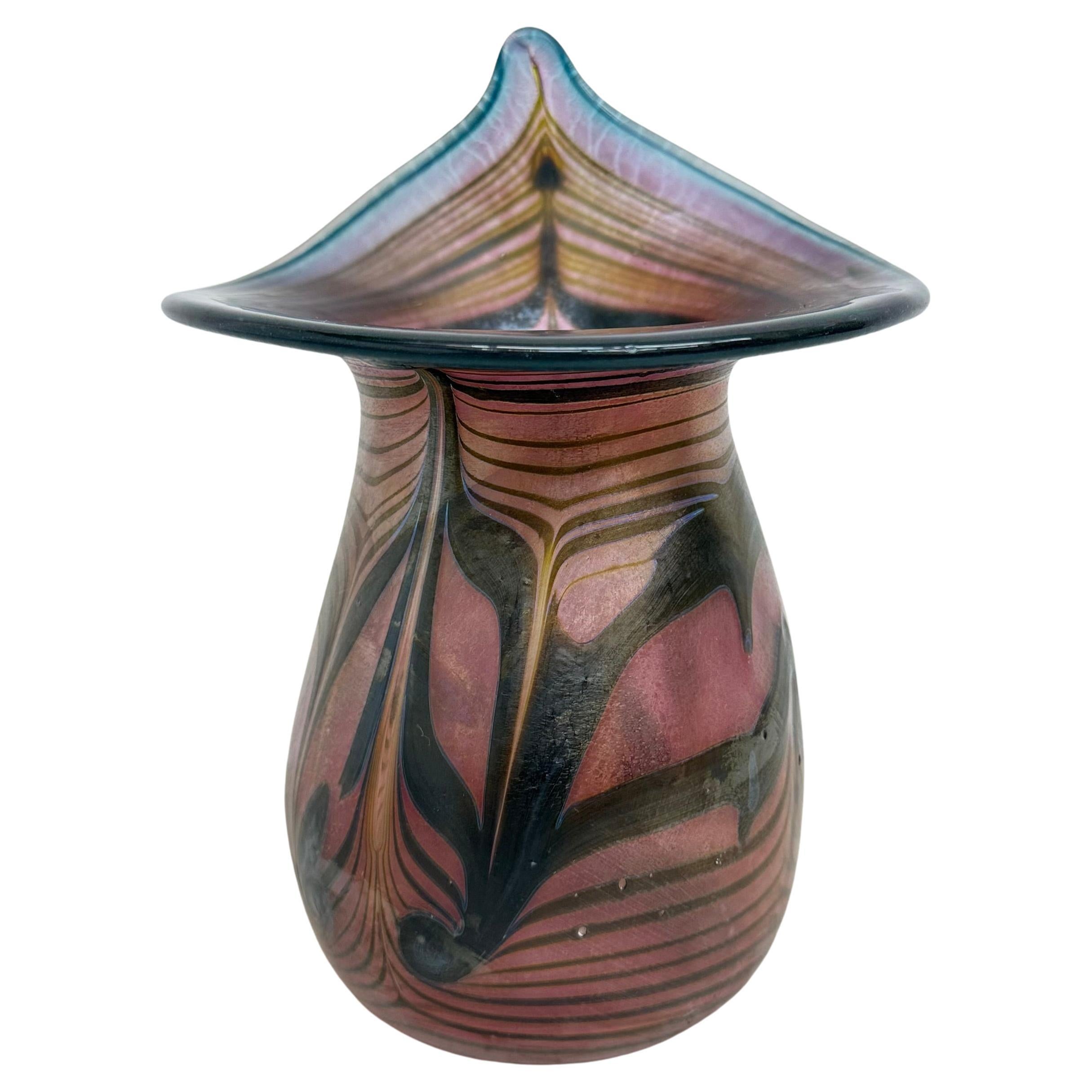 Iridescent Glass Vase by Erwin Eisch , Germany , 1989