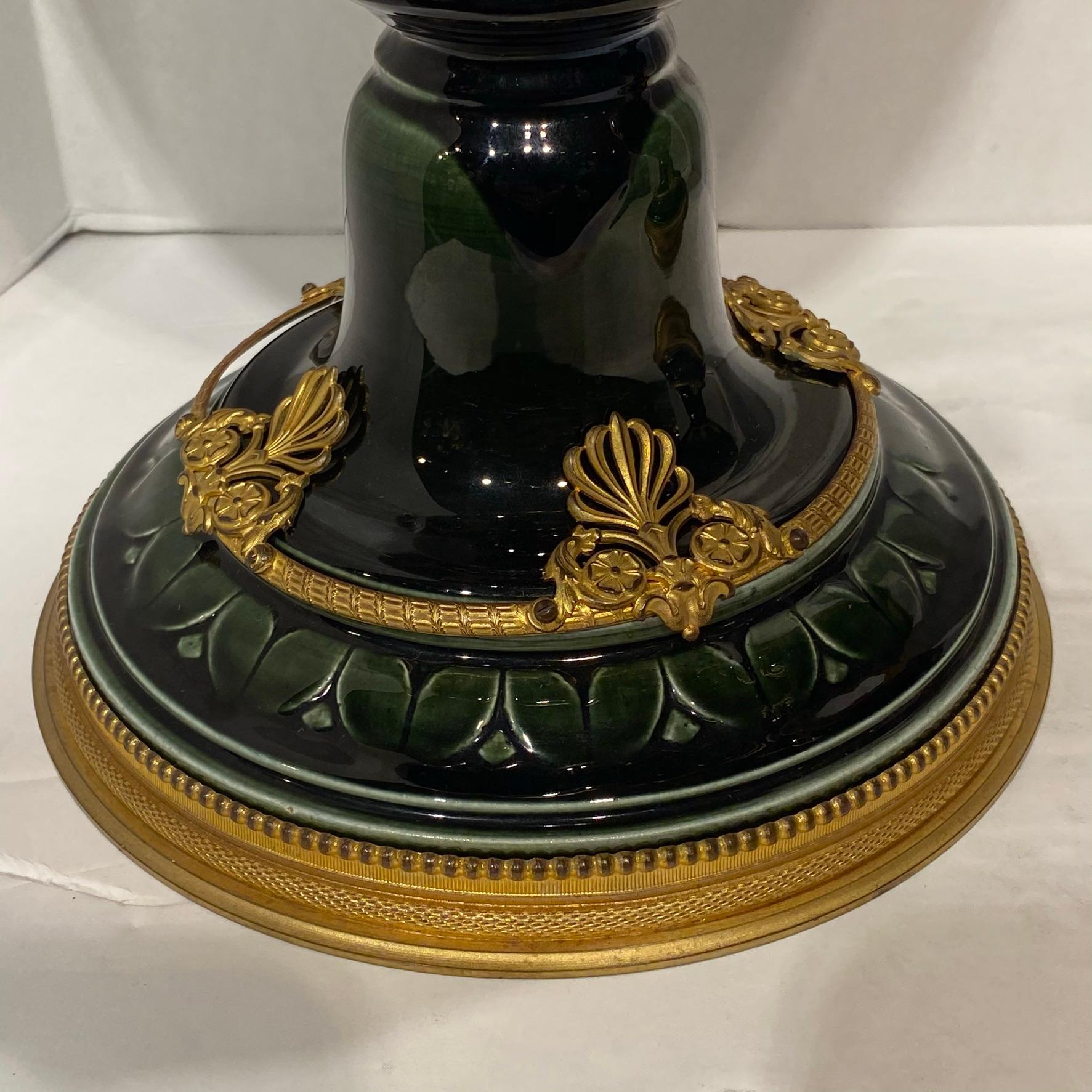 Iridescent Glazed Faience Vases with Neoclassical Gilt Bronze Mounts For Sale 9