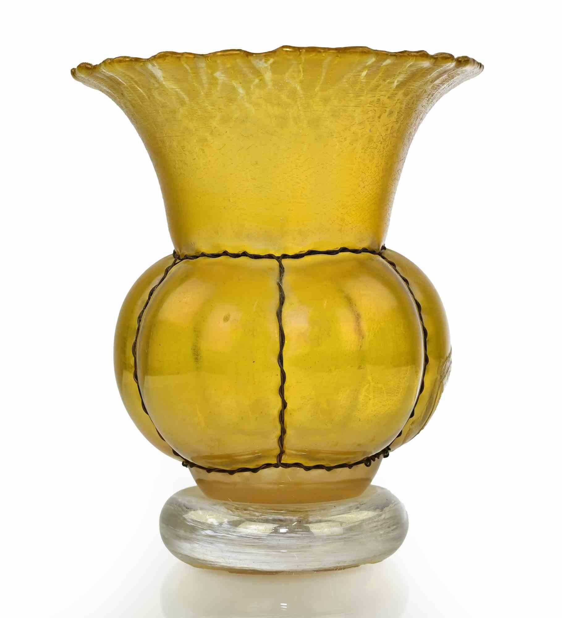 French Iridescent Gold Caged Vase, Early 20th Century For Sale
