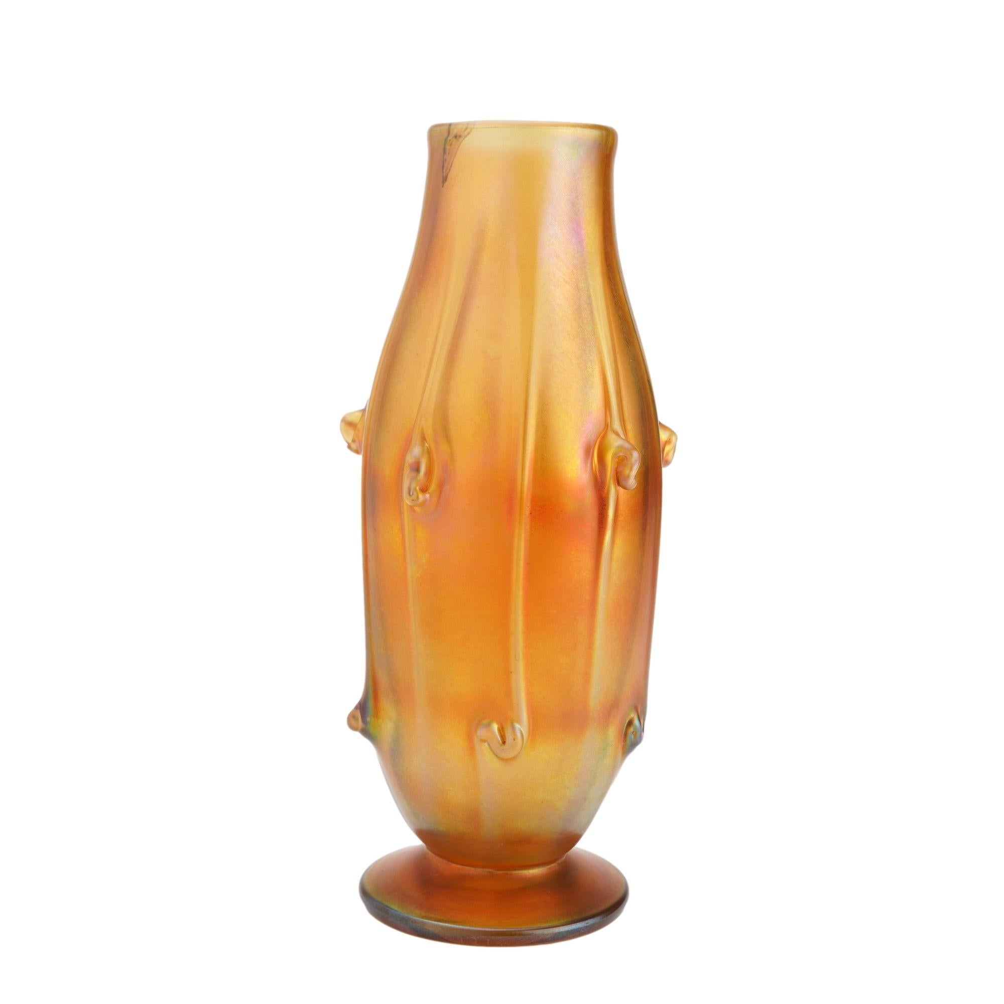 Art Nouveau Iridescent gold Favrile glass vase by Louis Comfort Tiffany, 1900 For Sale